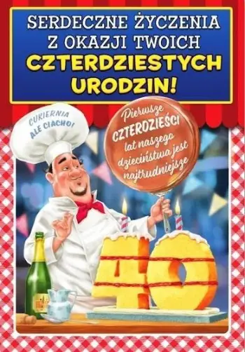 Kartolinë urimi Trend MF18, ditëlindje 40 vjeç, formati B6, shumëngjyrëshe