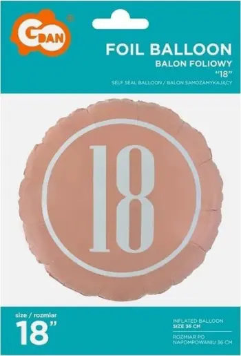 Balon foli GoDan 18 vjeç, 18", rozë ari