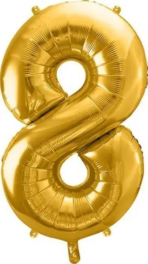 Balon dekorativ me helium numri 8, 86 cm, ari metalik
