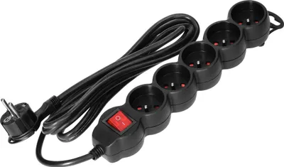 Zgjatës elektrik Emos, 5 dalje, kabllo 5 m, i zi - 1