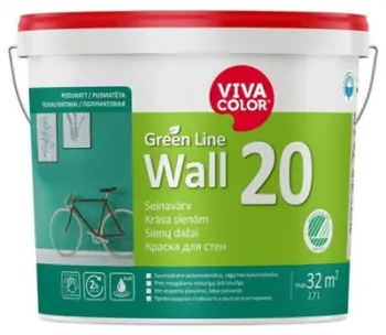 Bojë muri Vivacolor Green Line Wall 20 A, 2.7L, gjysmë mat, e bardhë