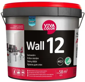 Bojë muri Vivacolor WALL 12 A, 4.8L, gjysmë mat, e bardhë
