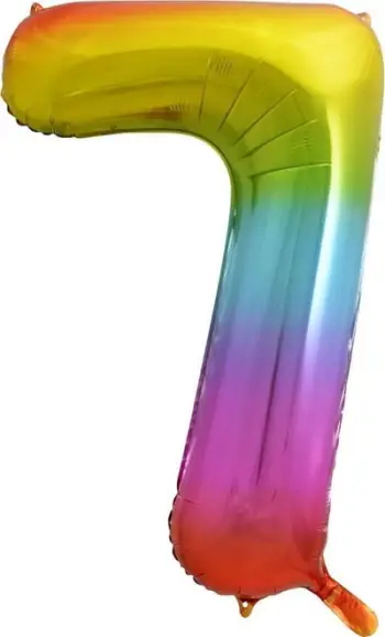 Balon foli GoDan numri 7, 92 cm, rainbow