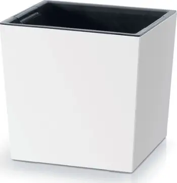 Vazo dekorative Prosperplast URBI SQUARE LOW, 30cm, plastike, e bardhë