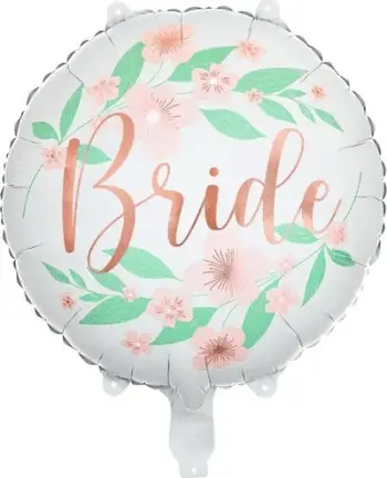 Balon foli rrumbullak PartyDeco Bride to be, 45 cm, e bardhë me ari rozë