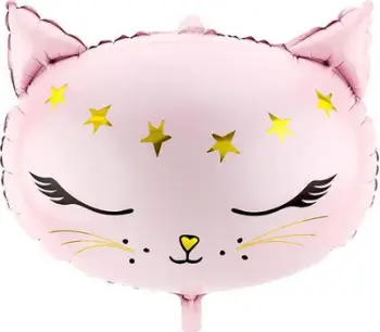 Balon foli XL me mace, 48cm, për helium, rozë me shkëlqim