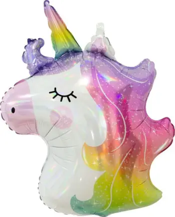 Balon folie Godan Unicorn Head, 60 cm, shumëngjyrësh me shkëlqim
