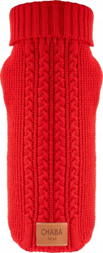 Triko për qen Chaba Red, jakë golf, madhësia XXL, e kuqe