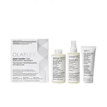 Set për trajtim të flokëve kaçurrela Olaplex, trajtues riparues 250 ml + trajtues përforcues 180 ml + trajtues definues 100 ml