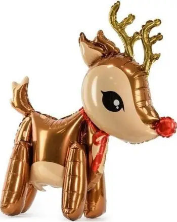 Balon folie për Krishtlindje Party Deco Reindeer XXL, formë dreri, shumëngjyrëshe