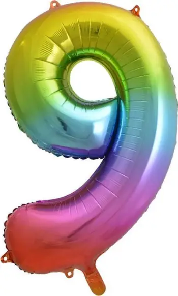 Balon folio GoDan numri 9, 92 cm, ngjyra ylber