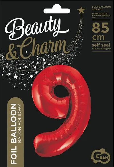Balon folje Godan numri 9, 85 cm, e kuqe - 2