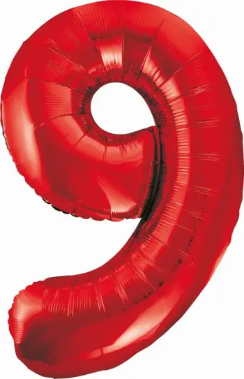 Balon folje Godan numri 9, 85 cm, e kuqe