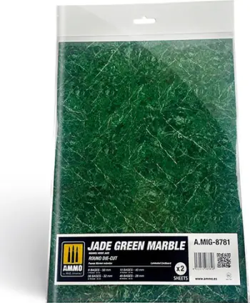 Fletë dekorative Ammo Jade Green Marble, rrumbullake, set 2 copë, jeshile
