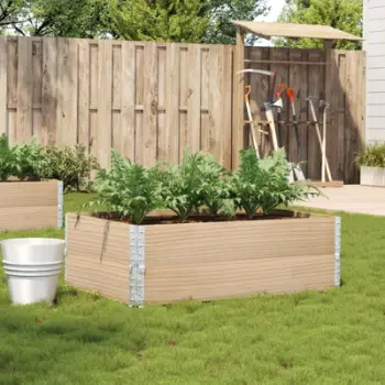 Vazo kopshti VidaXL Garden Planter, dru pishe masiv, e palosshme, ngjyrë natyrale