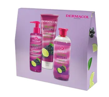 Set për trup Dermacol Grapes, xhel dushi Grapes with Limes 250 ml + sapun i lëngshëm Aroma Ritual 250 ml + shkumë vaske Aroma Ritual 500 ml