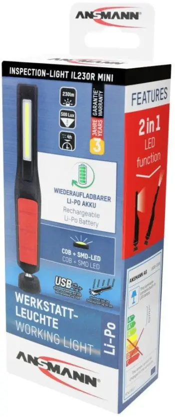 Llambë pune LED Ansmann IL230R, e rikarikueshme, me magnet, e zezë