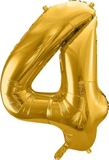 Balon metalik numër 4, 86cm, ngjyrë ari