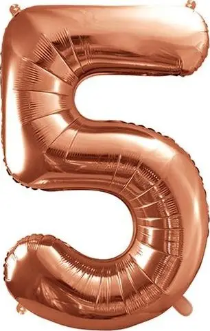 Balon numër 5 XXL, 86 cm, folie metalike, ngjyrë rose gold