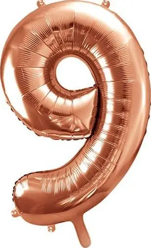 Balon numri XXL, 9, 86cm, folie metalike, rose gold