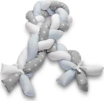 Mbrojtës shtrati për bebe Sensillo Braid for Baby Cot, 210 cm, motiv yje blu