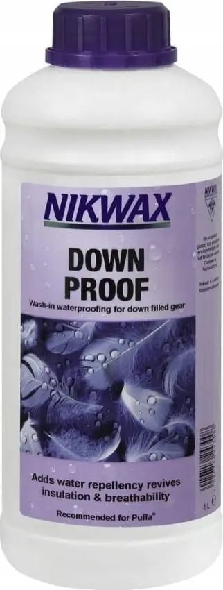 Solucion impregnues për pupla Nikwax Down Proof, 1000 ml, për xhaketa dhe thasë fjetjeje
