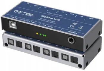 Interfejs audio RME Digiface USB, 66 kanale, ADAT në USB, argjendtë