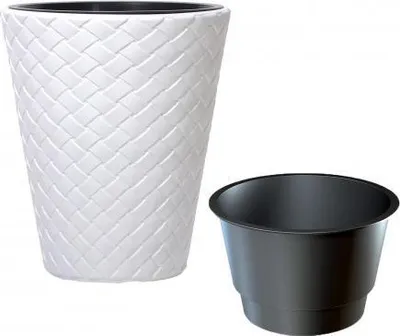 Vazo plastike Conforama Matuba Pot, 14L, me rezervuar uji, e bardhë - 2