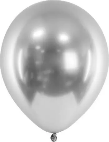 Balona dekoruese PartyDeco Metallic, 30cm, 50 copë, argjendi metalik