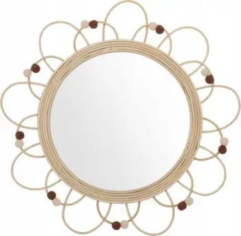 Pasqyrë rrethore Atmosphera Country, ratan 38cm, beige