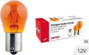 Llambë sinjalizuese AMiO 01158 PY21W, 12V 21W, bazë BAU15s, e verdhë