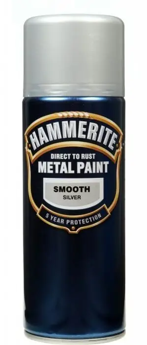 Bojë sprej për metal Hammerite Smooth, 400ml, përfundim i lëmuar, argjendtë