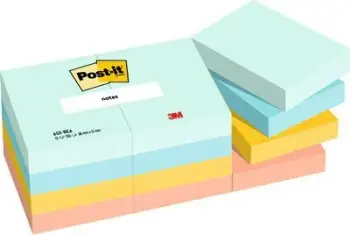 Shënime vetëngjitëse 3M Post-it BEACHSIDE, 38x51mm, 12x100 fletë, shumëngjyrëshe