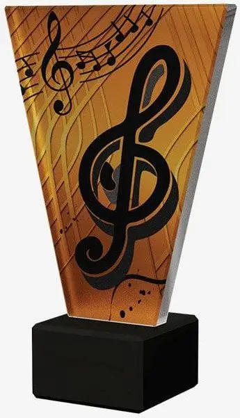 Trofe qelqi Tryumf VL1-C MUS BK, 17.5cm, motiv muzikor, transparent