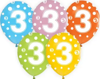 Balona Godan Number 3 Mix, 30 cm, set 5 copë, shumëngjyrëshe