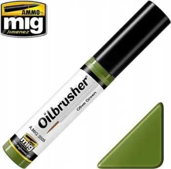 Bojë vaji modelizmi Ammo by Mig Oilbrusher Olive Green, 10ml, jeshile ulliri