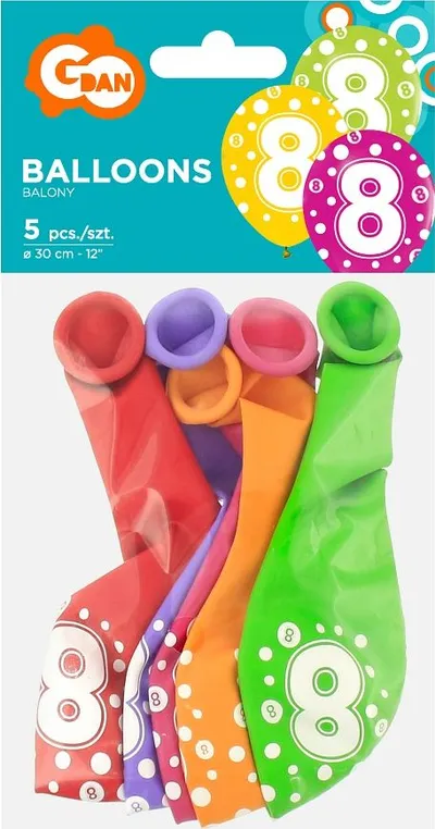Balona dekorative Godan Number 4, 30 cm, set 5 copë, ngjyra pastel - 2