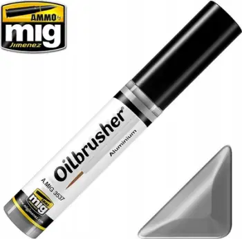 Bojë vaji për modelizëm Ammo by Mig Oilbrusher Aluminum, 10ml, metalike alumini