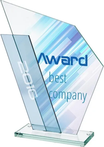 Trofe xhami LuxorJet, 24cm, printim me ngjyra, transparent - 1