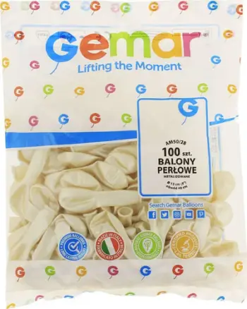 Balona lateksi Gemar Metallic Pearl #028, madhësia 5, 100 copë, ngjyrë metalike perle
