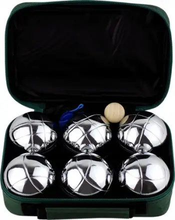 Set petanke MASTER, 6 topa çeliku 7.5 cm, çantë najloni, argjendtë