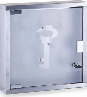 Kasafortë çelësash Zeller 13890, xham dhe çelik inoks, 30 x 6 x 30 cm