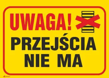 Shenjë paralajmëruese ANRO Attention No passage, 350 x 250mm, e verdhë me të zezë