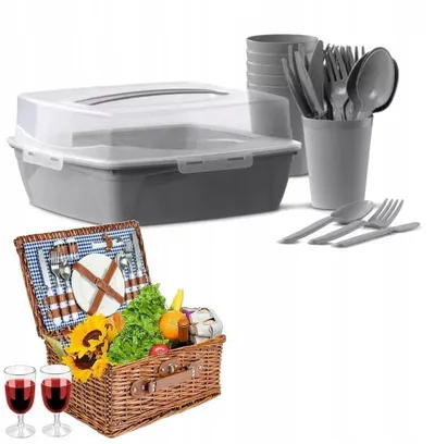Set pikniku Orlandi, 32 copë, për 6 persona, gri - 1