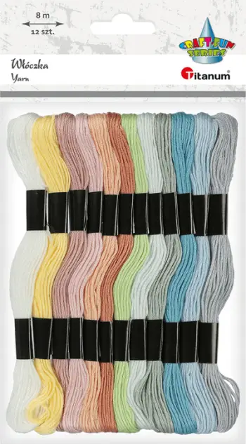 Komplet fije qëndisjeje Titanum Mouline Pastel, 8m, 12 ngjyra
