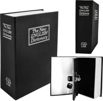 Kasafortë në formë libri Safe Box, kasetë metalike, mekanizëm mbylljeje, shumëngjyrëshe