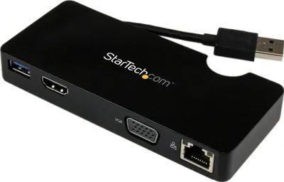 Dock stacion udhëtimi StarTech.com USB 3.0, HDMI VGA, Gigabit Ethernet, i zi - 2