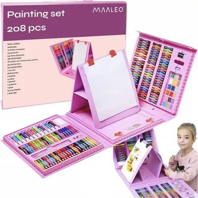 Set pikturimi Maaleo 208 pjesë, me valixhe, rozë - 1