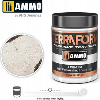 Pastë akrilike modelimi Ammo Mig 2180 Terraform Wall Whitewashing, 100ml, e bardhë