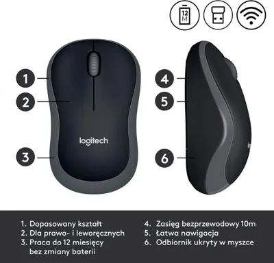 Maus Logitech M185 (910-002238), i hirtë - 5